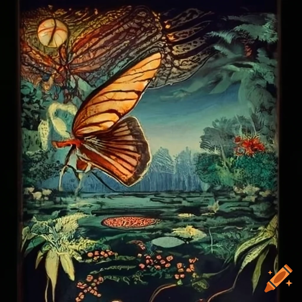 Iron butterfly william stout serigraph portraying a fantastical scene