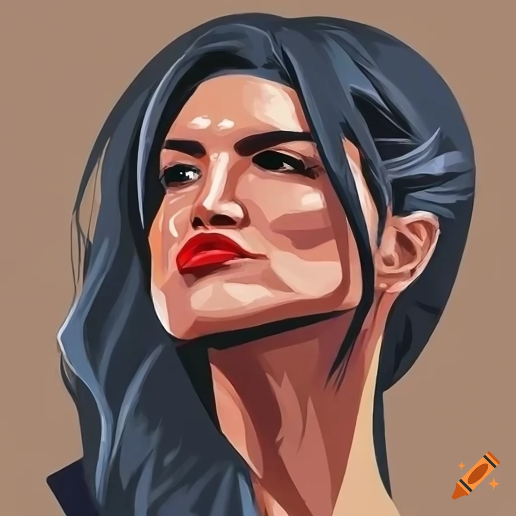 Cartoon style painting of MMA fighter Gina Carano
