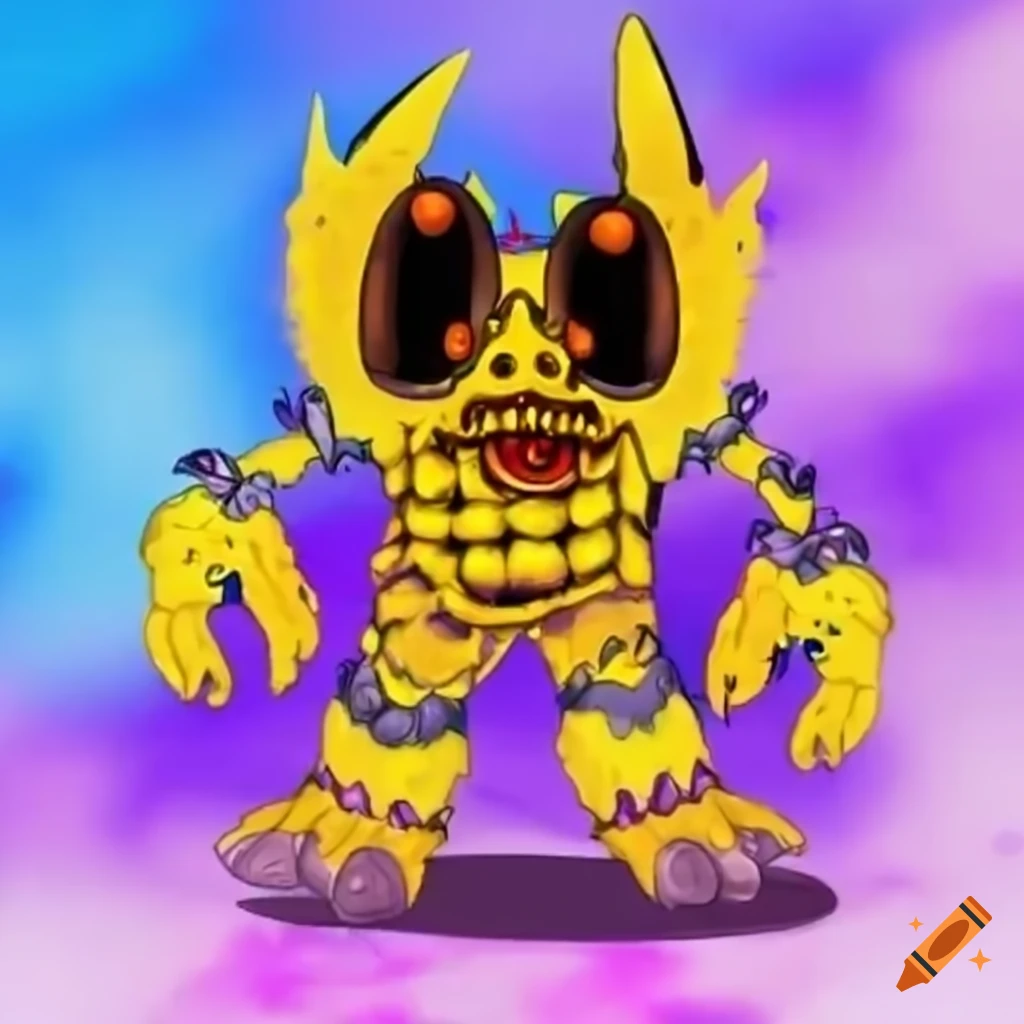 Epic three-armed monster with unique color scheme and otherworldly appearance