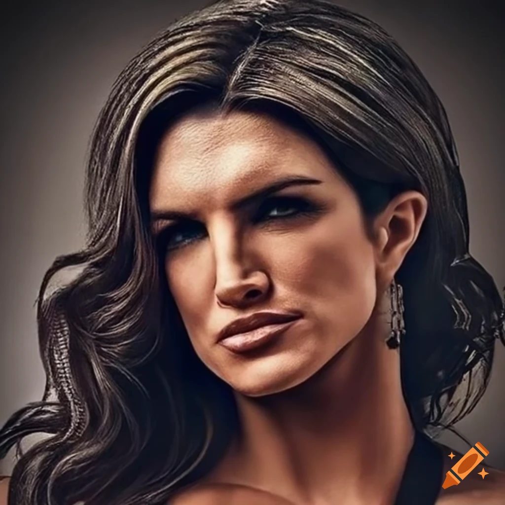 Detailed art deco style poster of actress gina carano on Craiyon