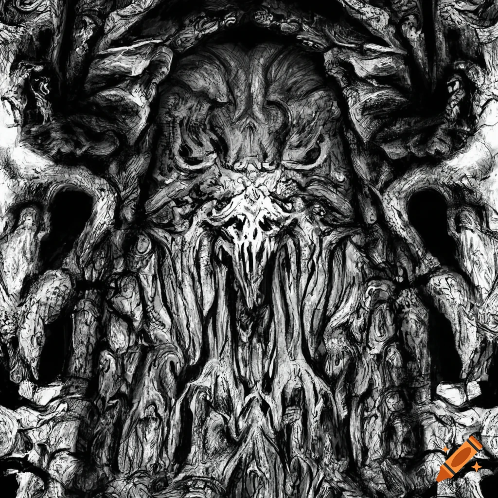 Black and white cursed dungeon demon archway