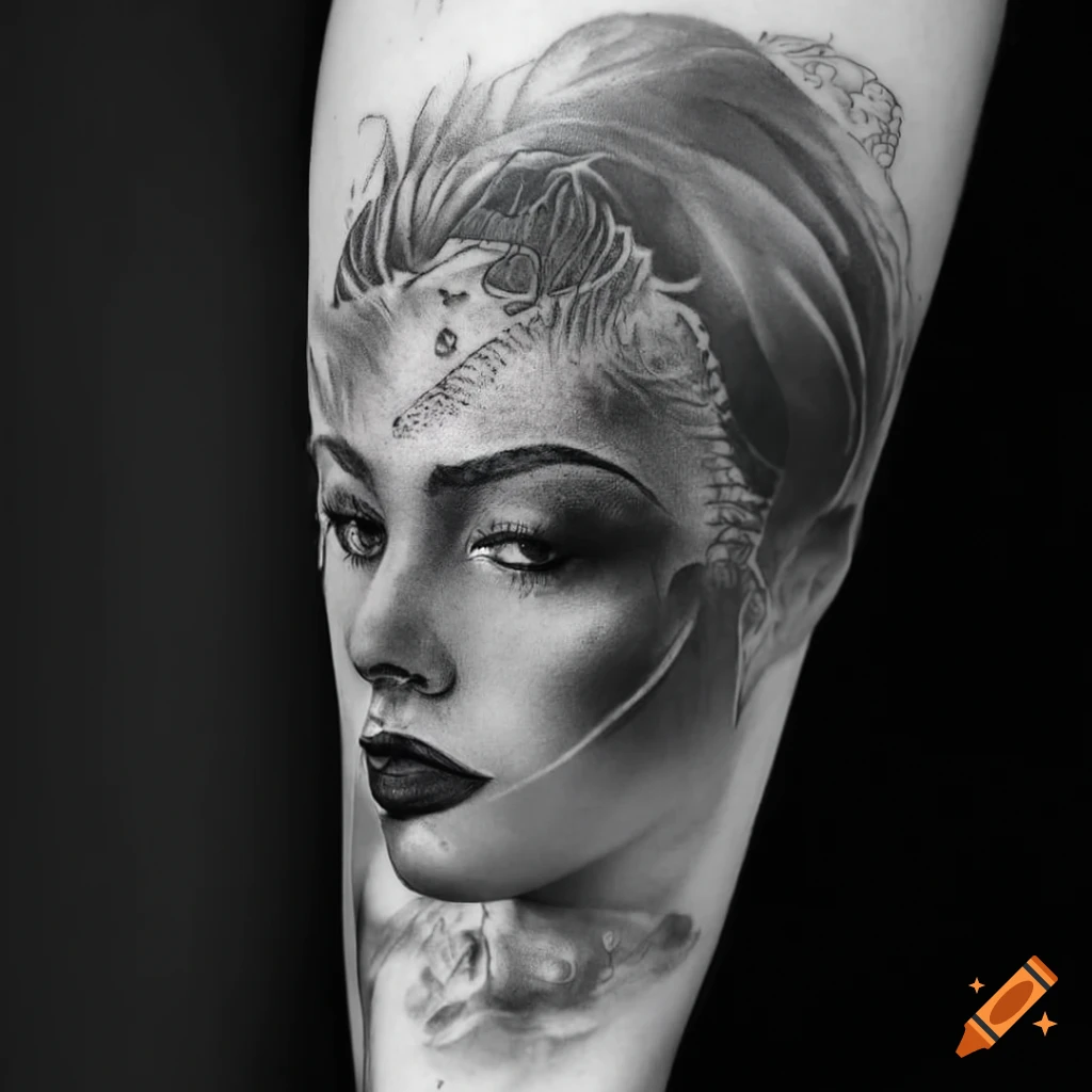  Greyscale meaningful tattoo design with computational elements on Craiyon
