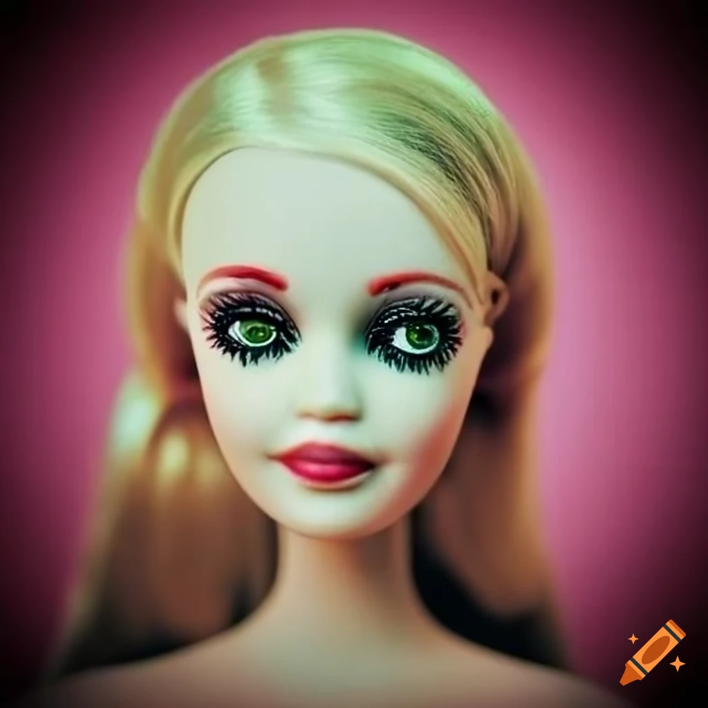 Eerie barbie dolls with a bright colored background inspired by haeckel