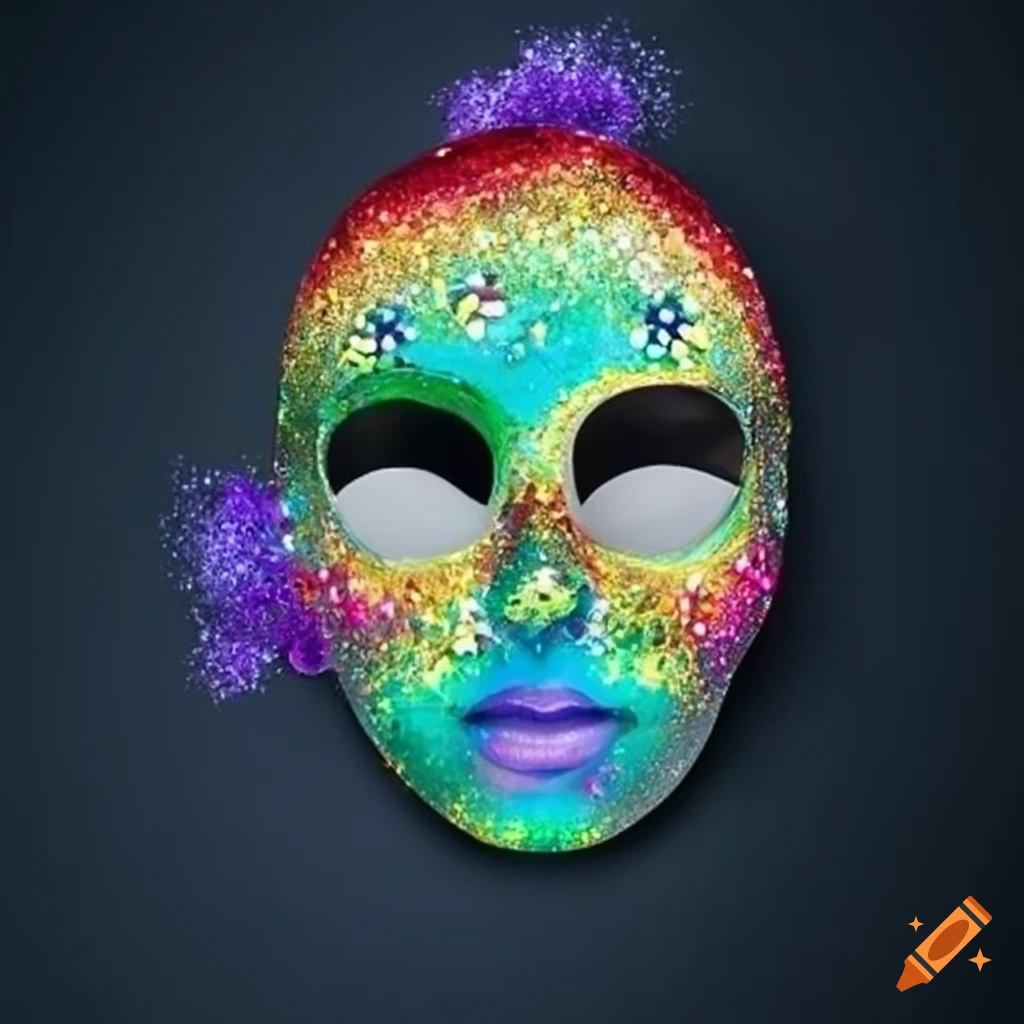 Decorated radiation mask with nature and rainbow glitter on Craiyon