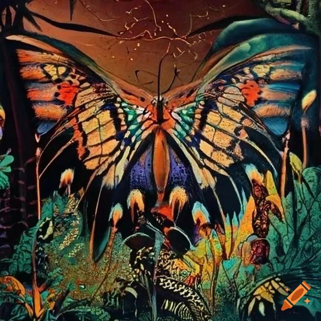 In The Garden Of Eden Lyrics Iron Butterfly Iron butterfly serigraph of dusk in the garden of eden on Craiyon