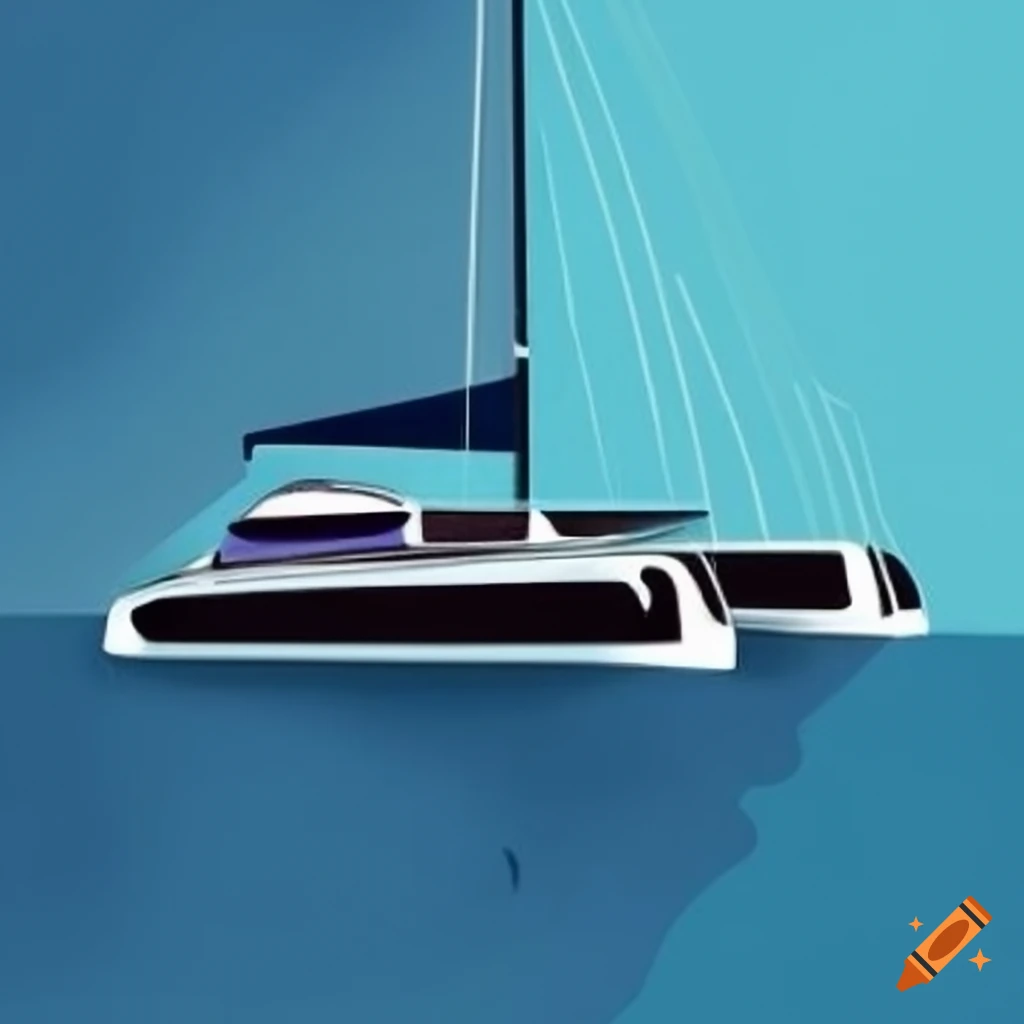 Sailing catamaran with inspirational quote in black and white on Craiyon