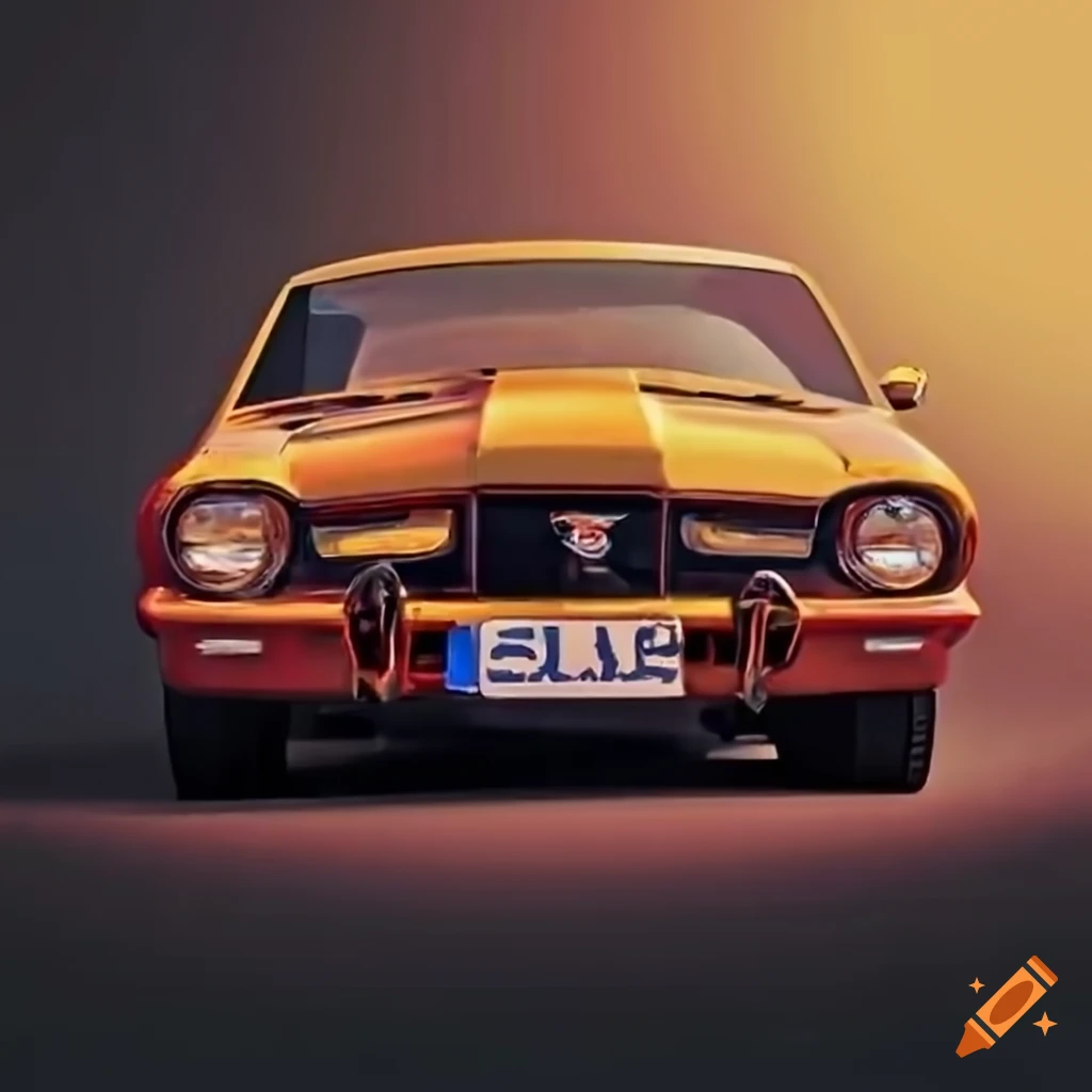 1976 Ford Maverick racing on a speedway track with Maverick logo on the front grill