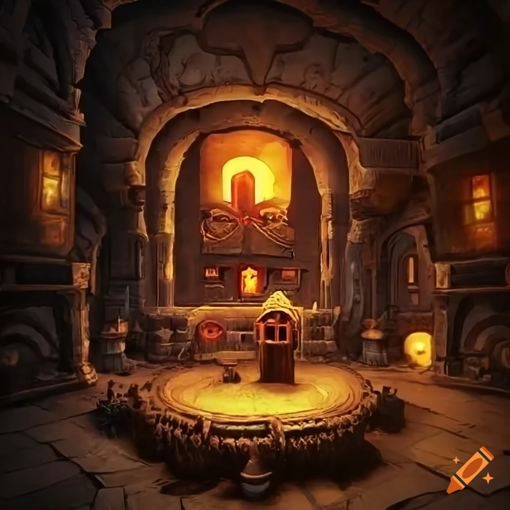 Intricately designed Dwarven dungeon with ancient torture devices