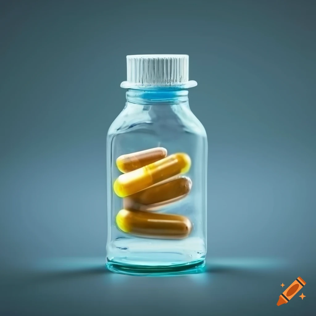 Bottle of medicine with capsules