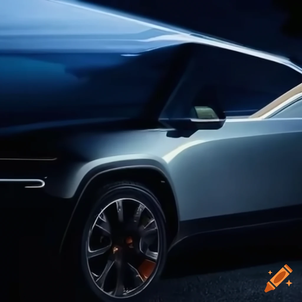 Rivian and Tesla cars speeding towards the camera