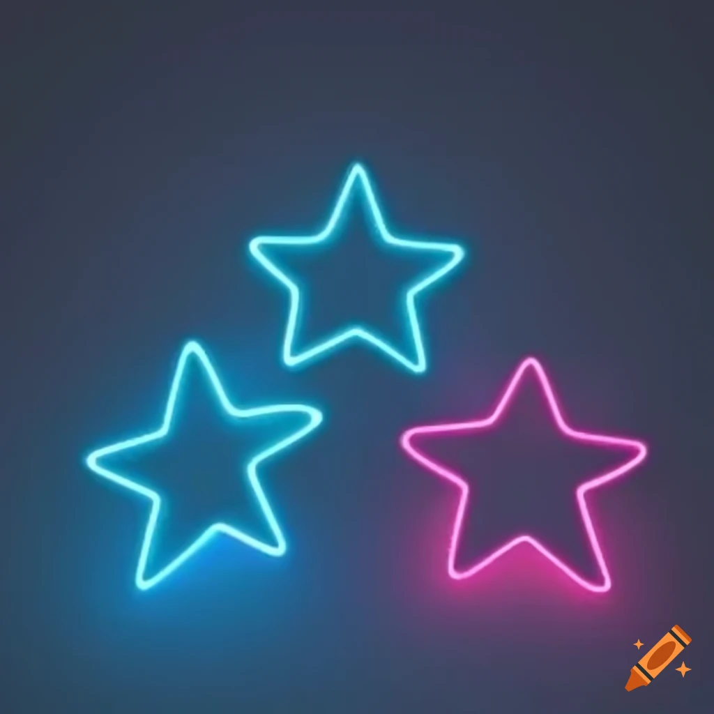Grey background with neon fuchsia shapes and glossy blue tribal Y2K star shapes