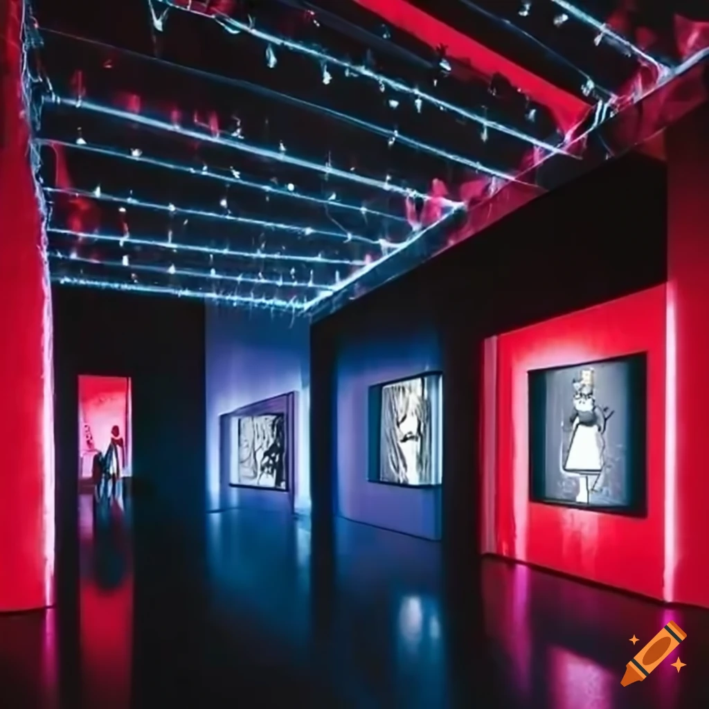 Exhibition room showcasing cutting-edge streetwear and apparel from emerging fashion designers