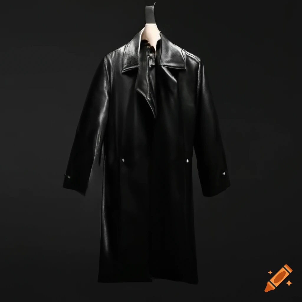 Black Rick Owens style long leather coat