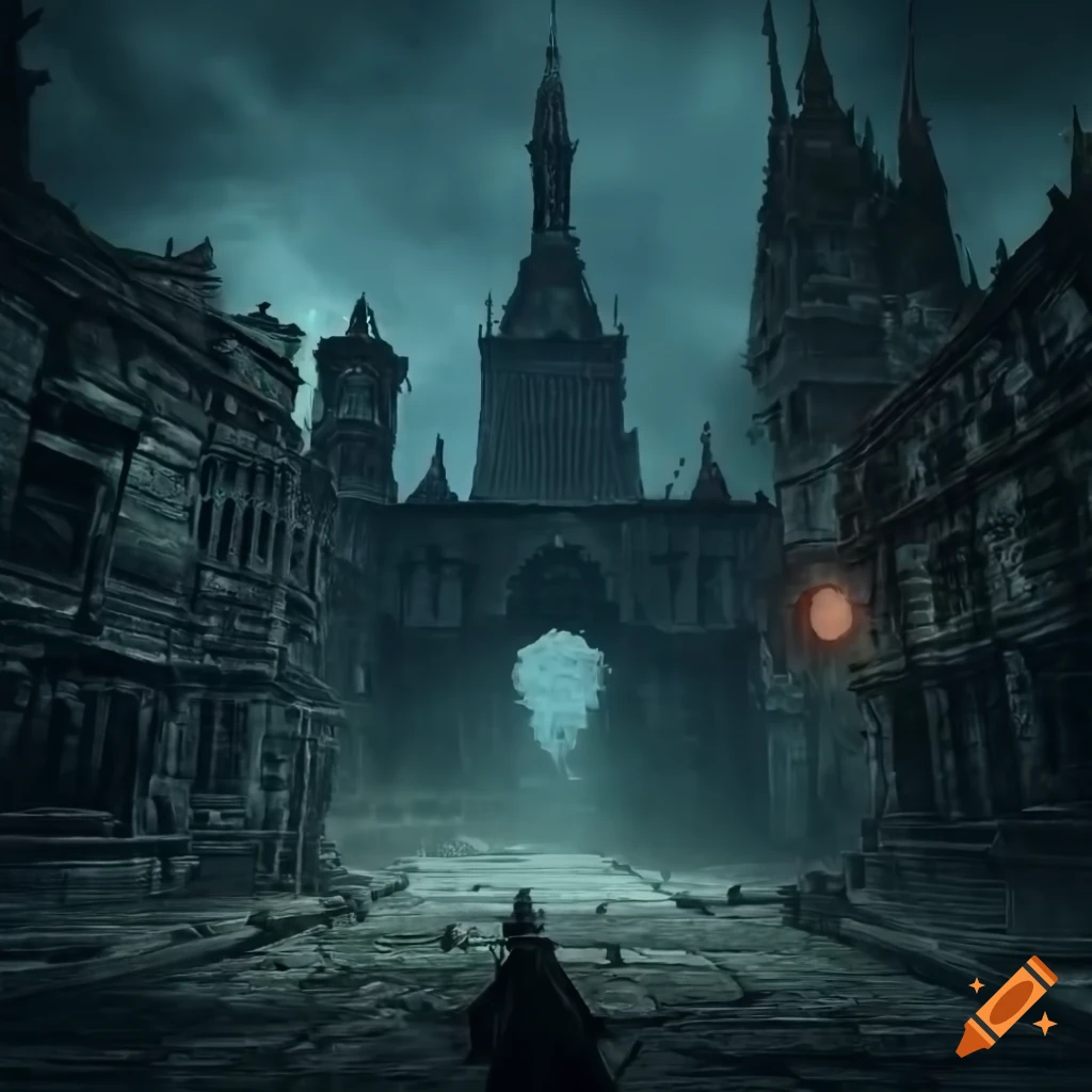 Ancient city inspired by Bloodborne game style on Craiyon