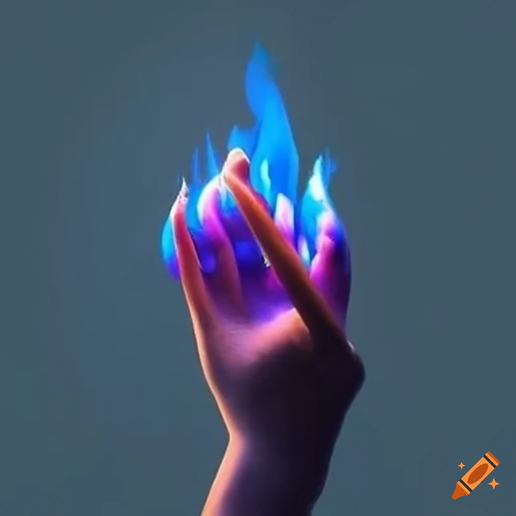 Flame blue hand-shape with five points