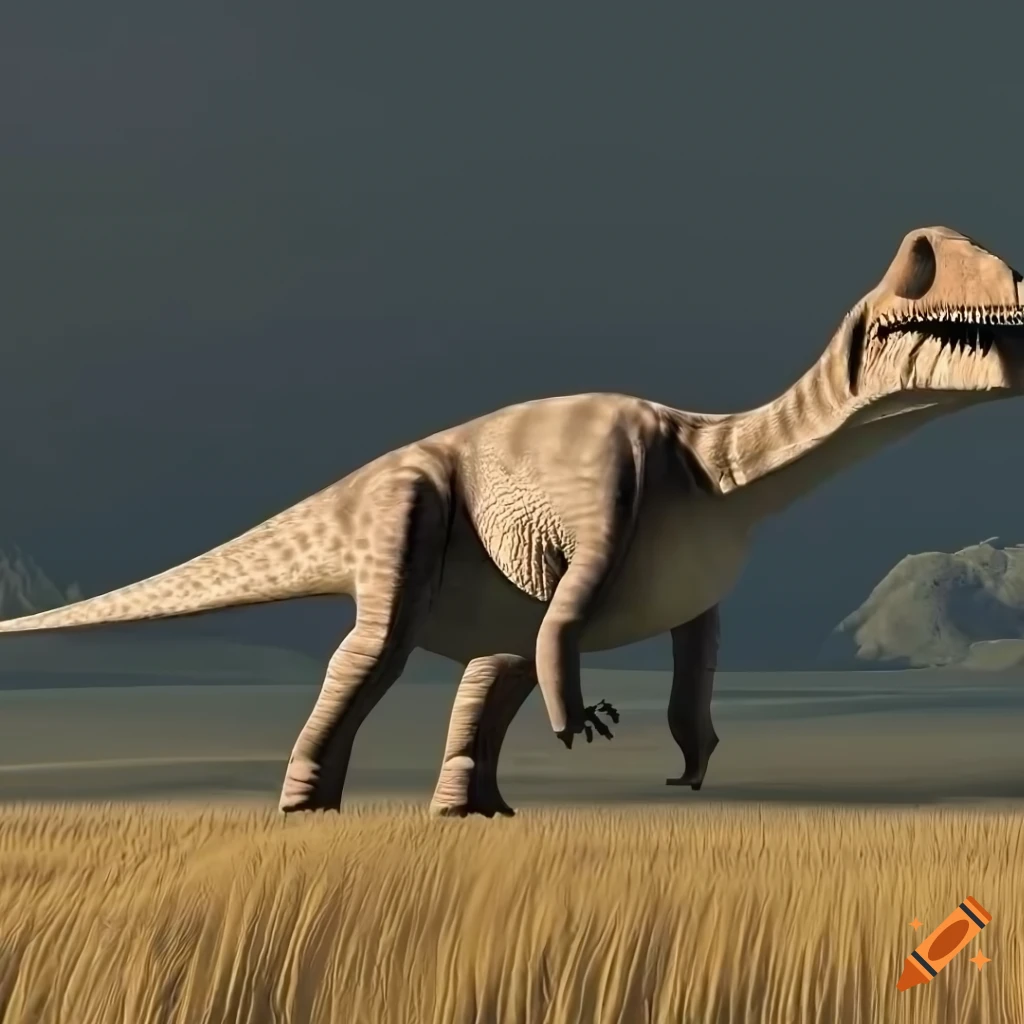 Scientifically accurate Hadrosaurus dinosaur with elephant-like skin texture and Uromastyx lizard color pattern in full view