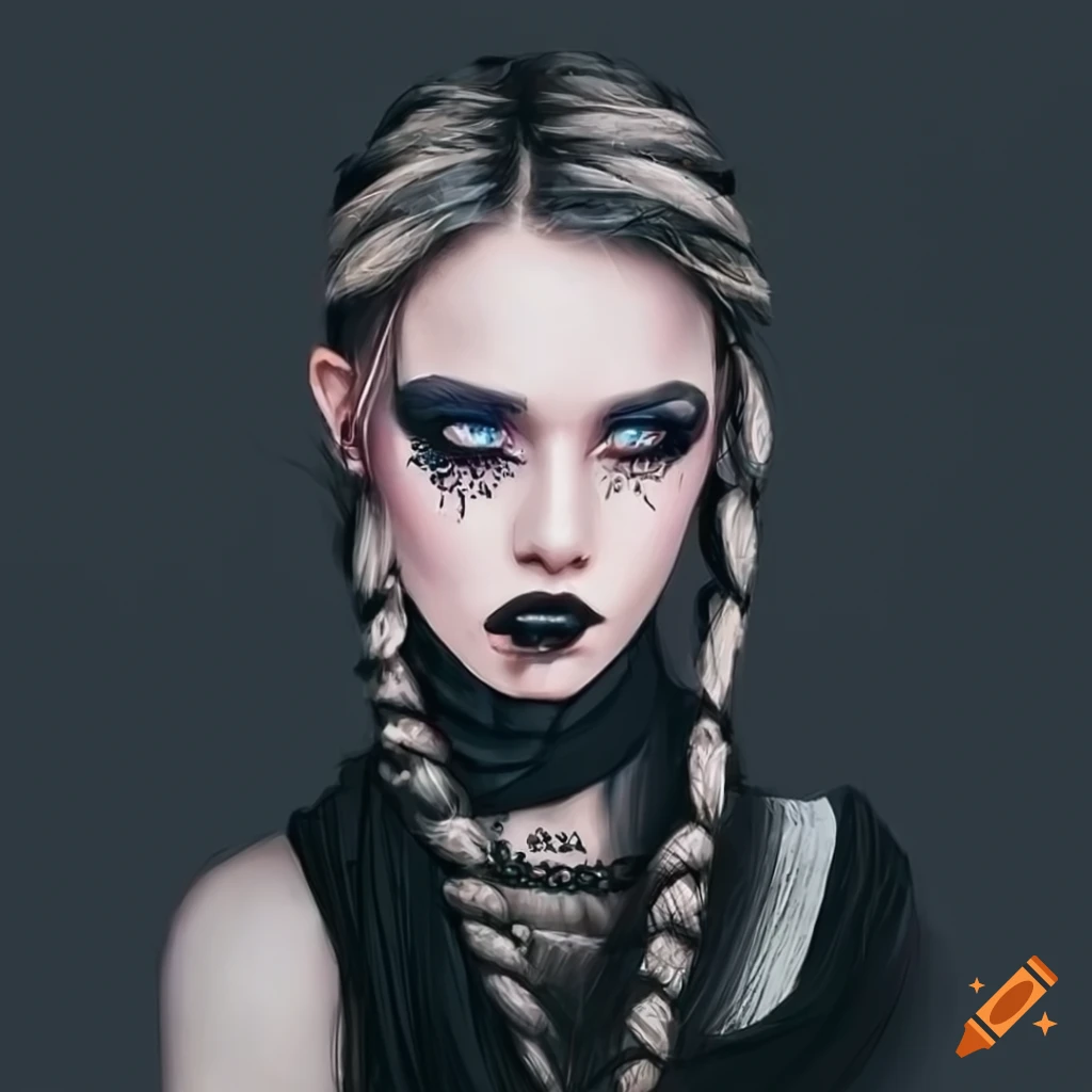 Goth girl with braids
