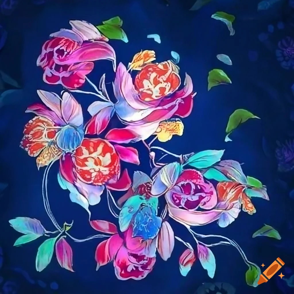 Batik floral pattern inspired by Hmong imagery