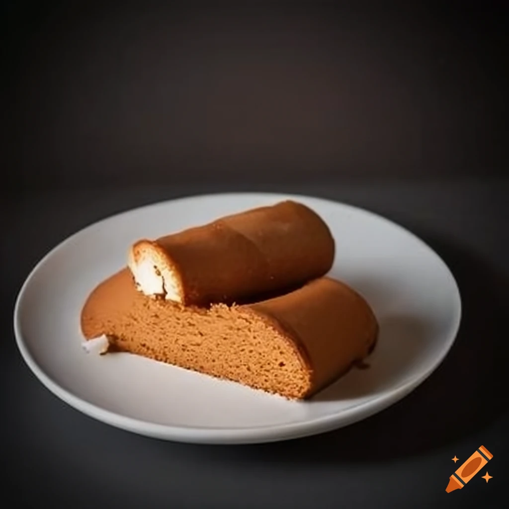 Roll cake on a plate
