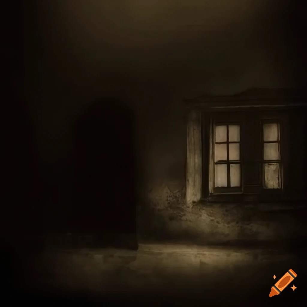 Spooky old house with a figure in the window