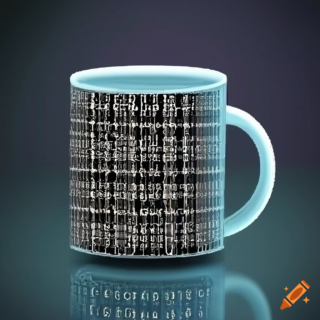 Java mug made of binary code points on Craiyon