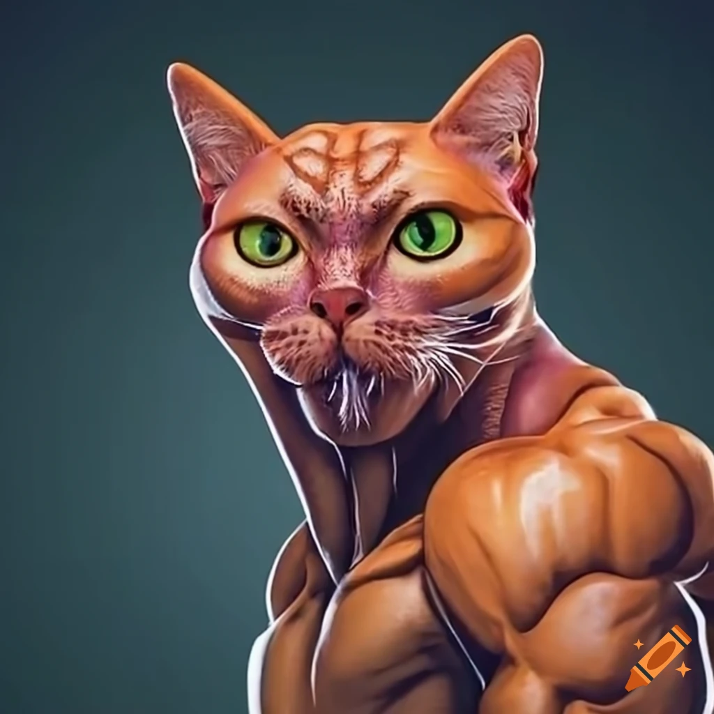 Muscular catlike creature exuding power and strength on Craiyon
