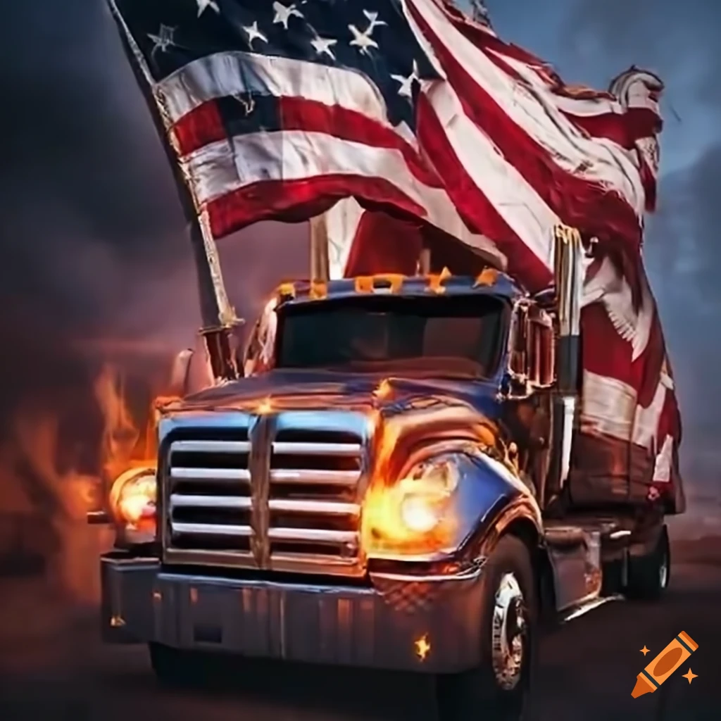 Patriotic truckers in New York with a Braveheart theme