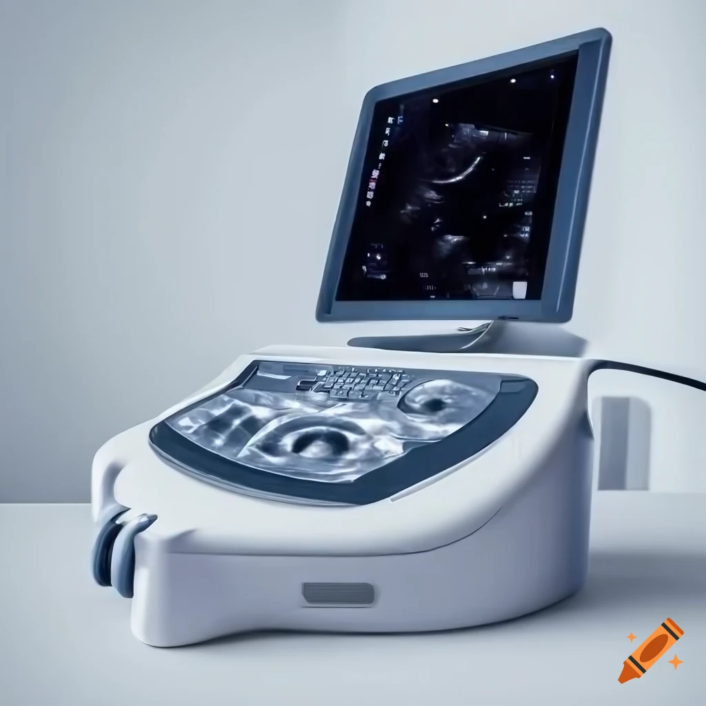Modern ultrasound machine in a well-lit examination room