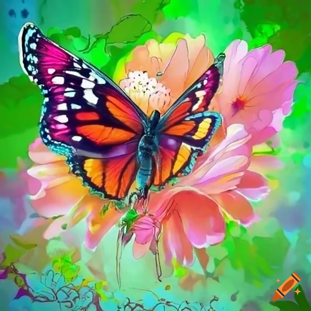 Flowers and butterfly