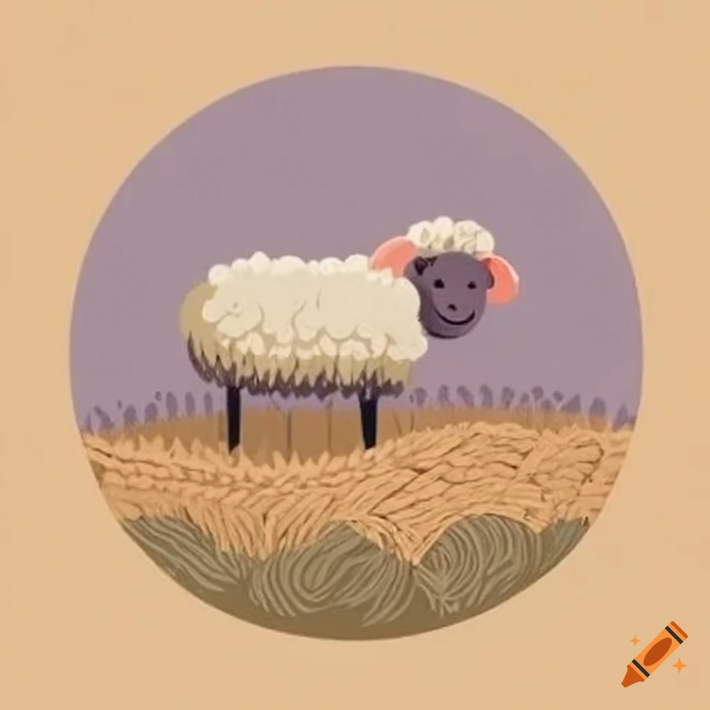 Rolling hills with fluffy sheep made of yarn in natural colors