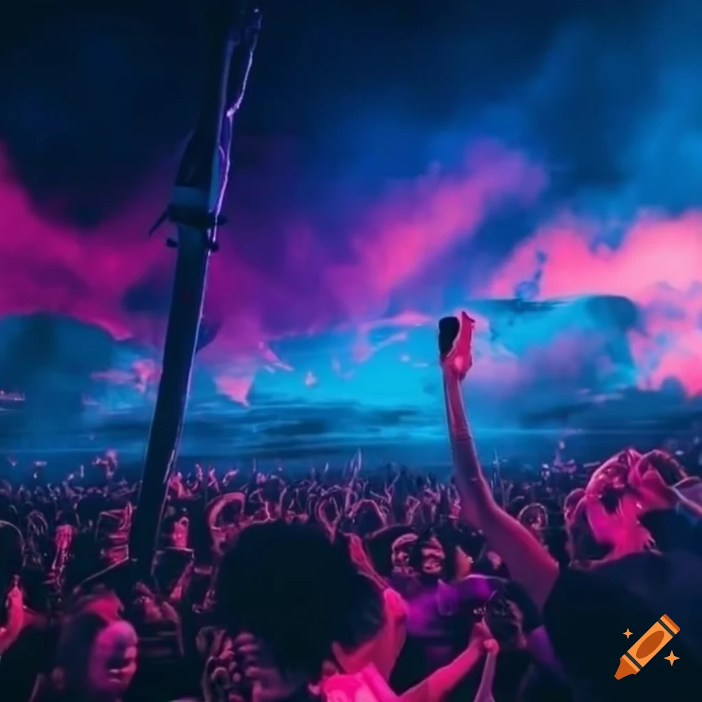 Dynamic atmosphere of a lively electronic music festival