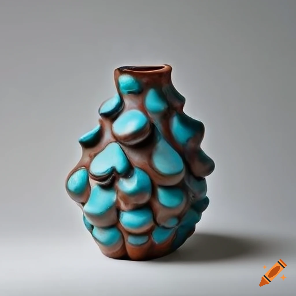 Creative pottery art of a bumpy and intricately shaped pinch pot with a ...