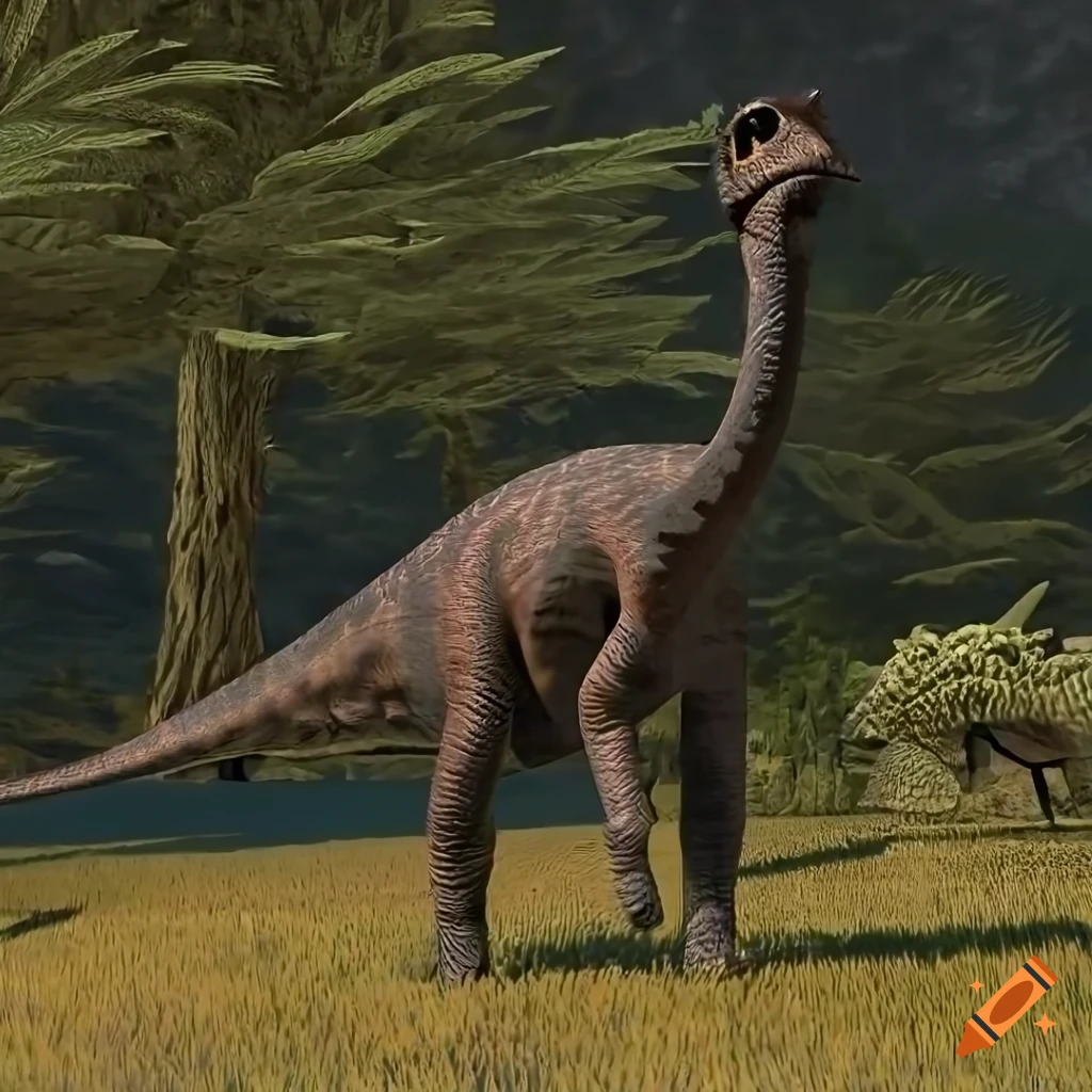 Scientifically accurate Hadrosaurus dinosaur with elephant-like skin texture and motley color pattern