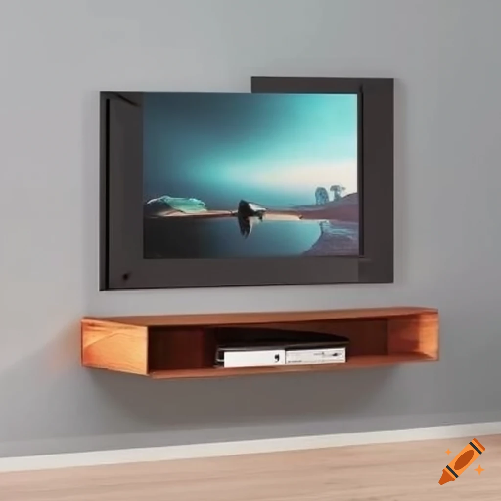 Tv unit wall mount with cupboards in various positions on Craiyon