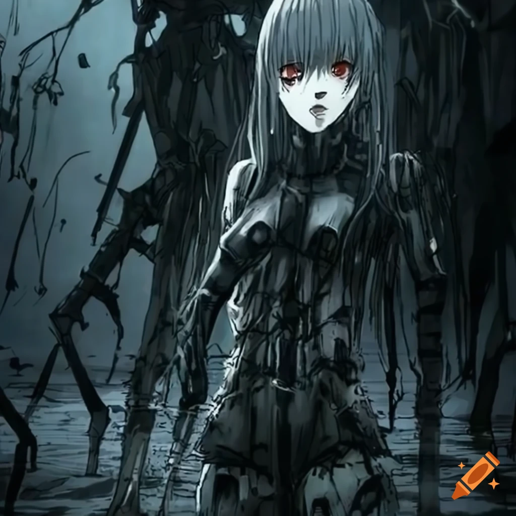 Dark anime wasteland inspired by blame on Craiyon