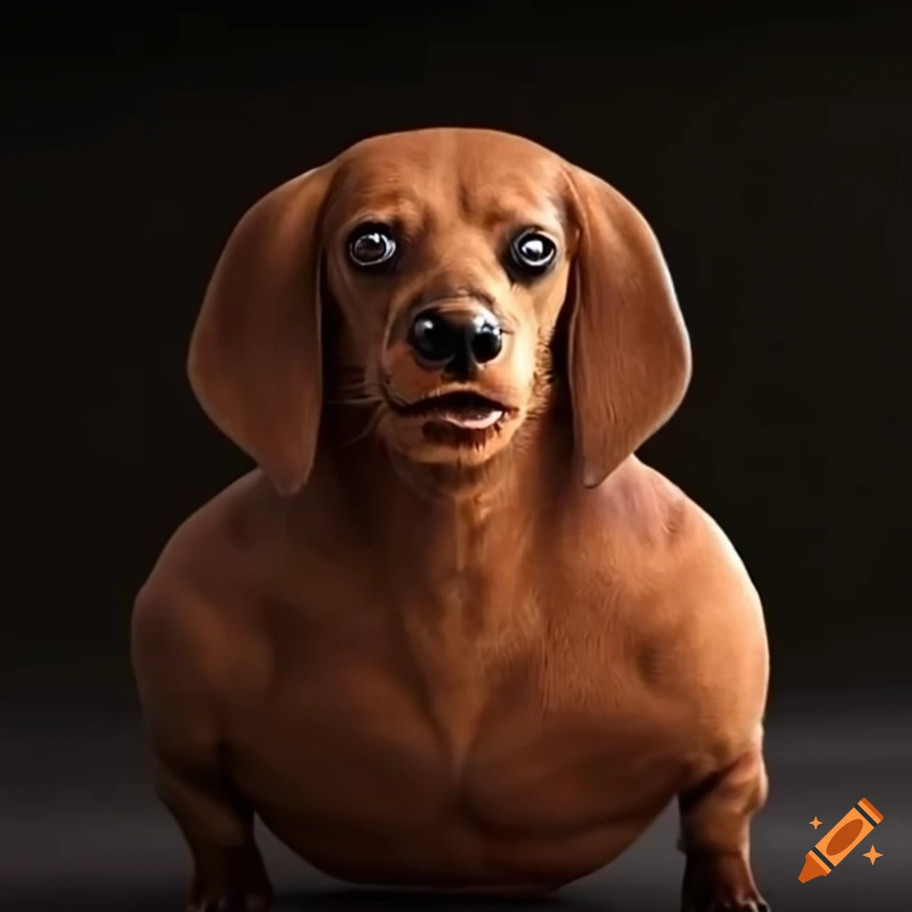 Muscular dachshund dog in a passenger seat on Craiyon