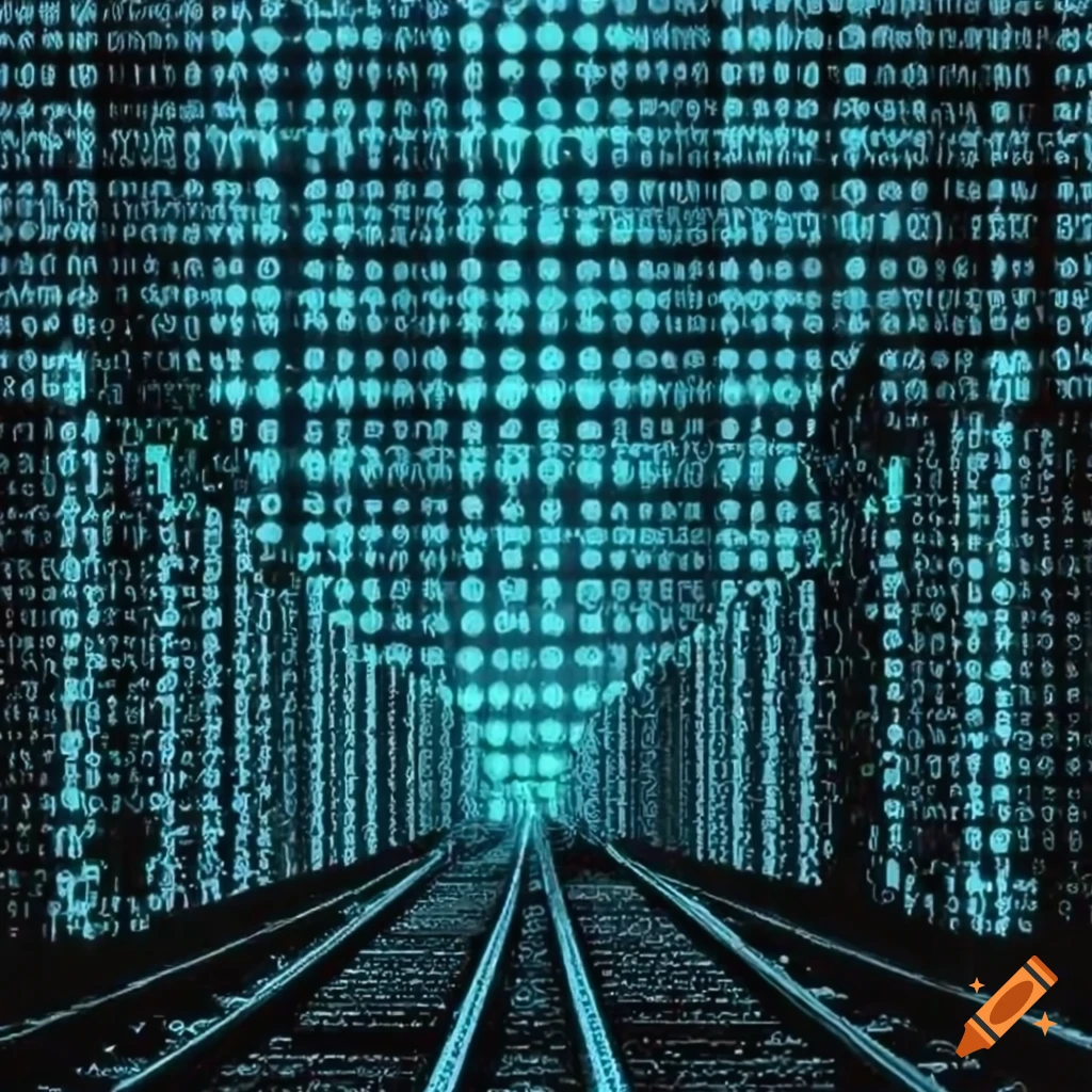 Binary code rails on Craiyon