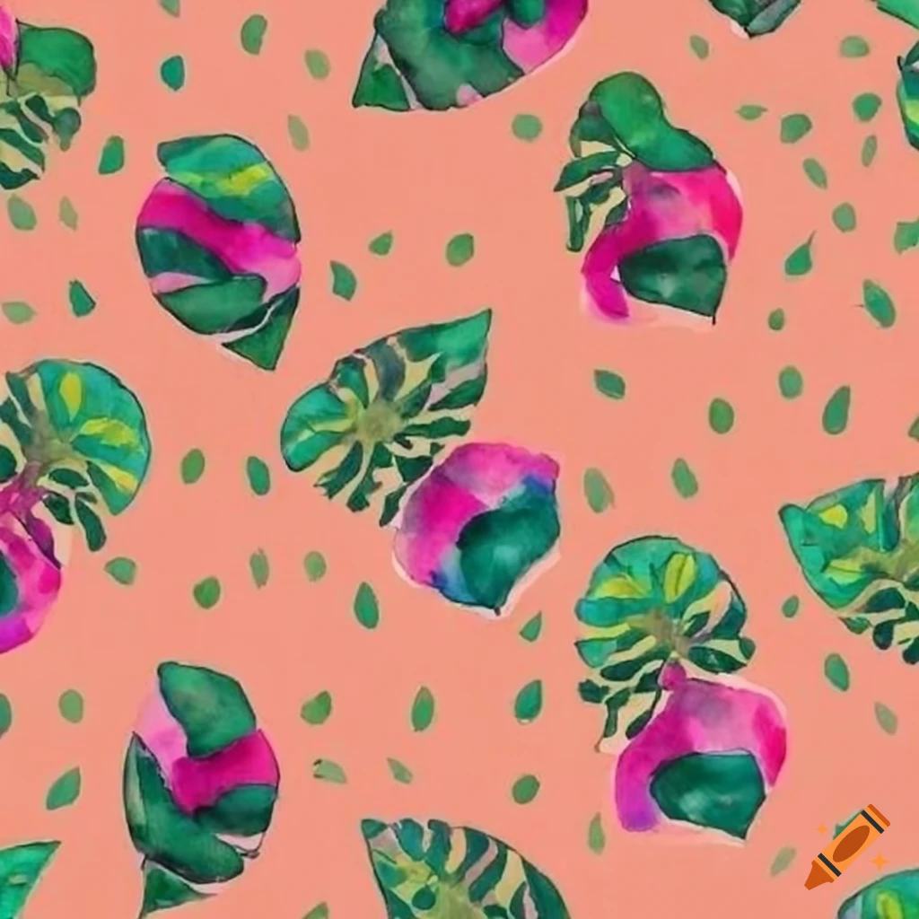 Watercolor plant repetitive pattern design on Craiyon