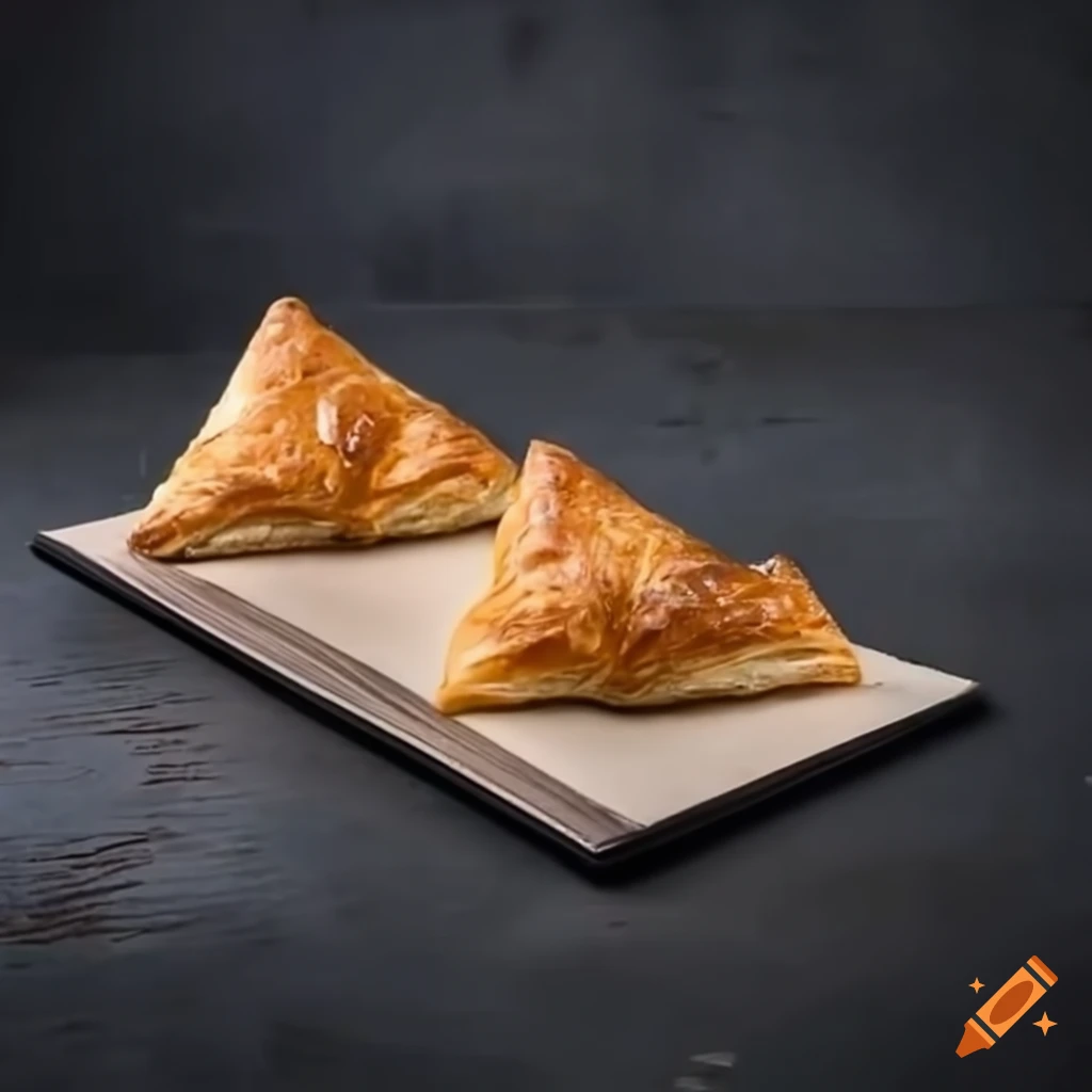 Crispy puff pastry with a layered triangular shape