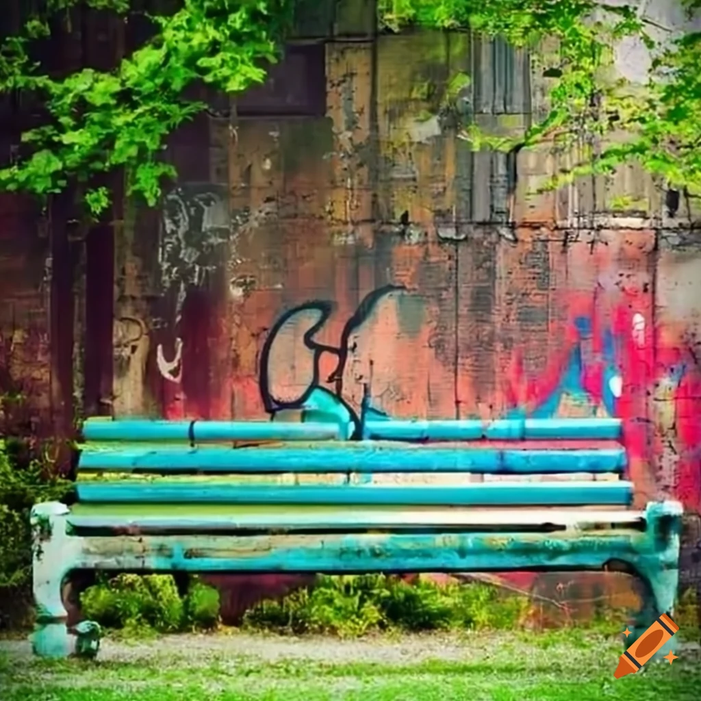 Graffiti on a park bench