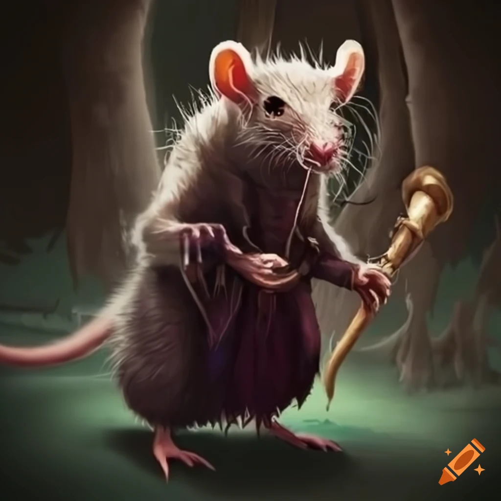 Rat necromancer with a rat-like appearance