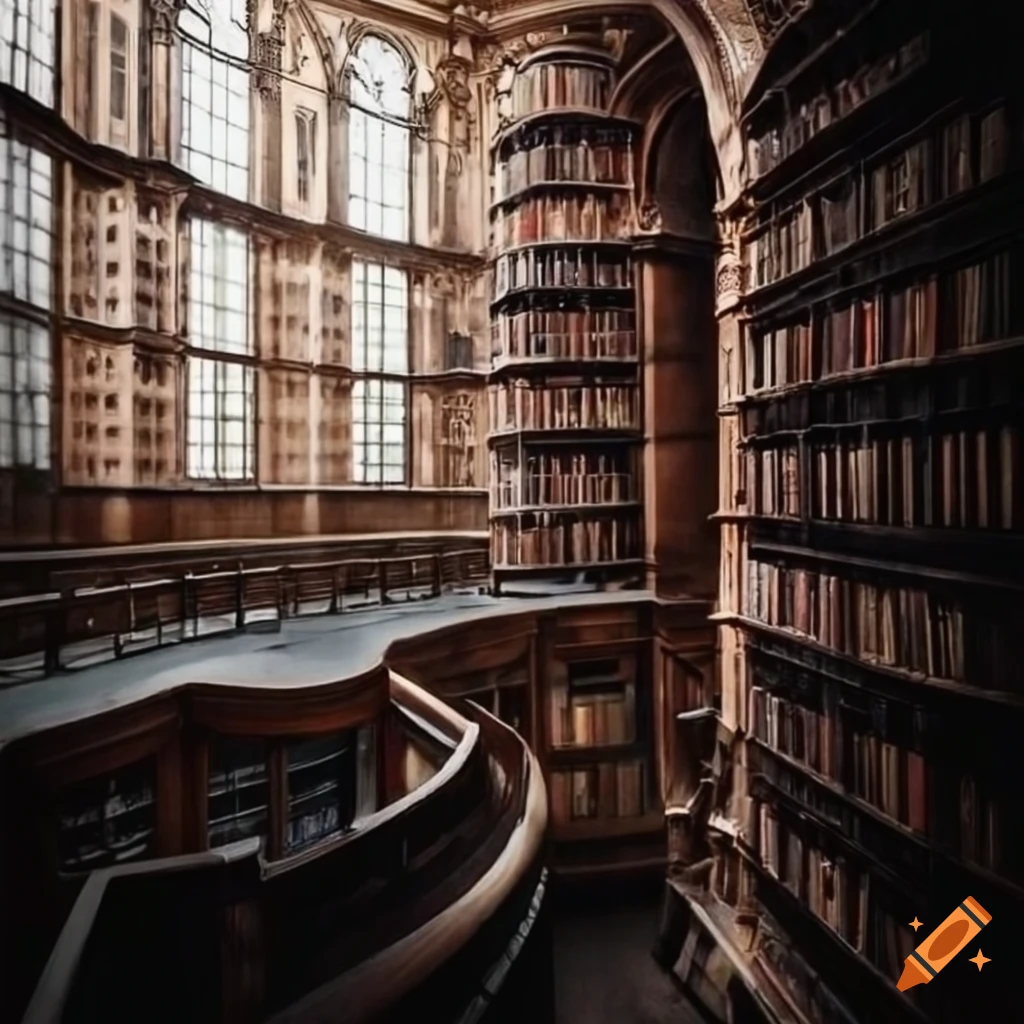 Czech Prague University Library in a realistic style