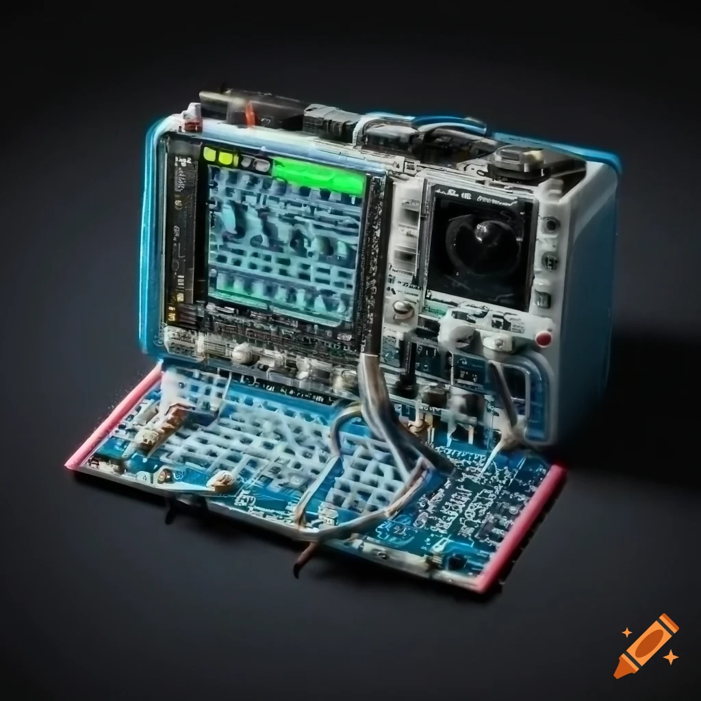 Technical oscilloscope connected with signal generator and rlc circuit ...