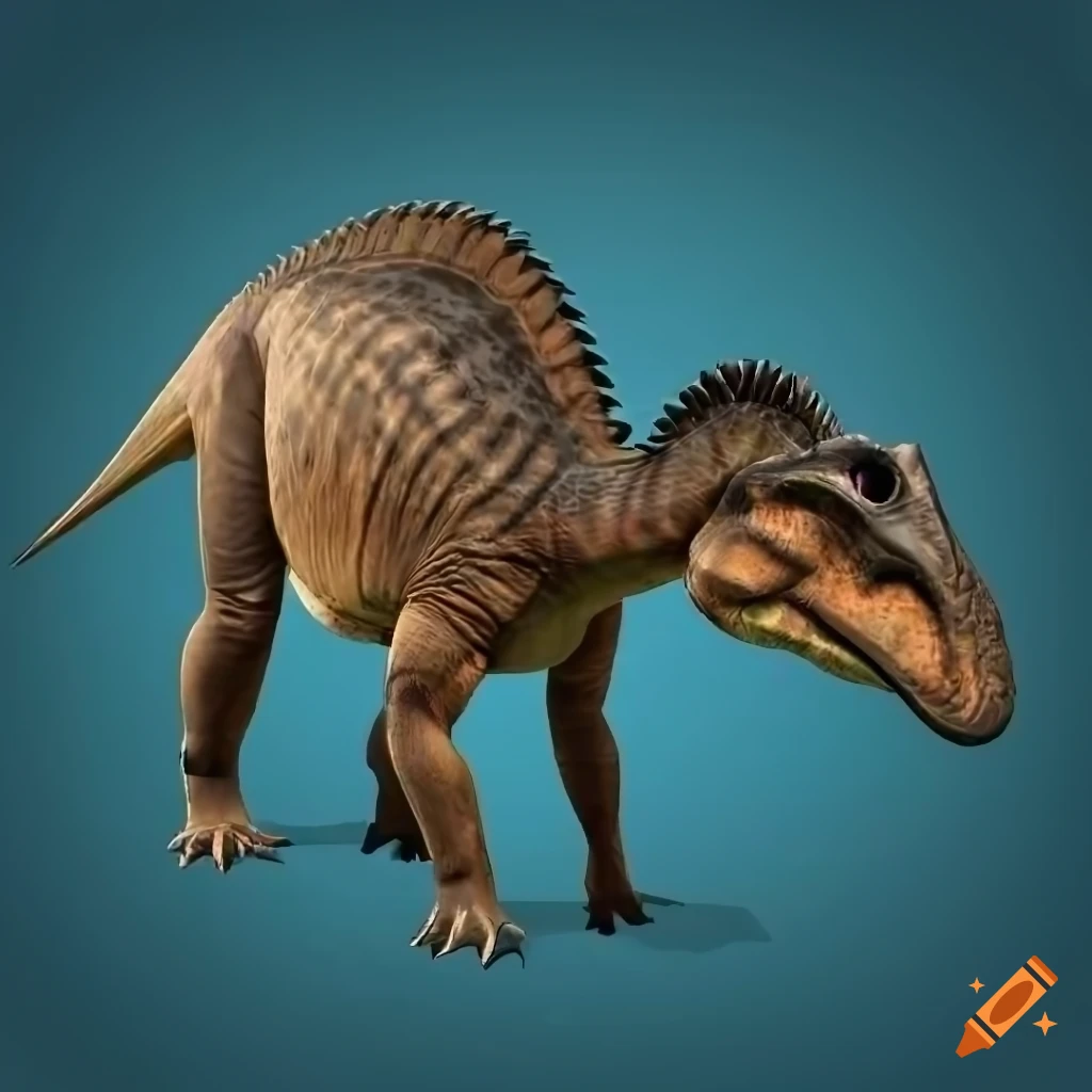 Hadrosaurus dinosaur with detailed skin texture, resembling a Uromastix lizard