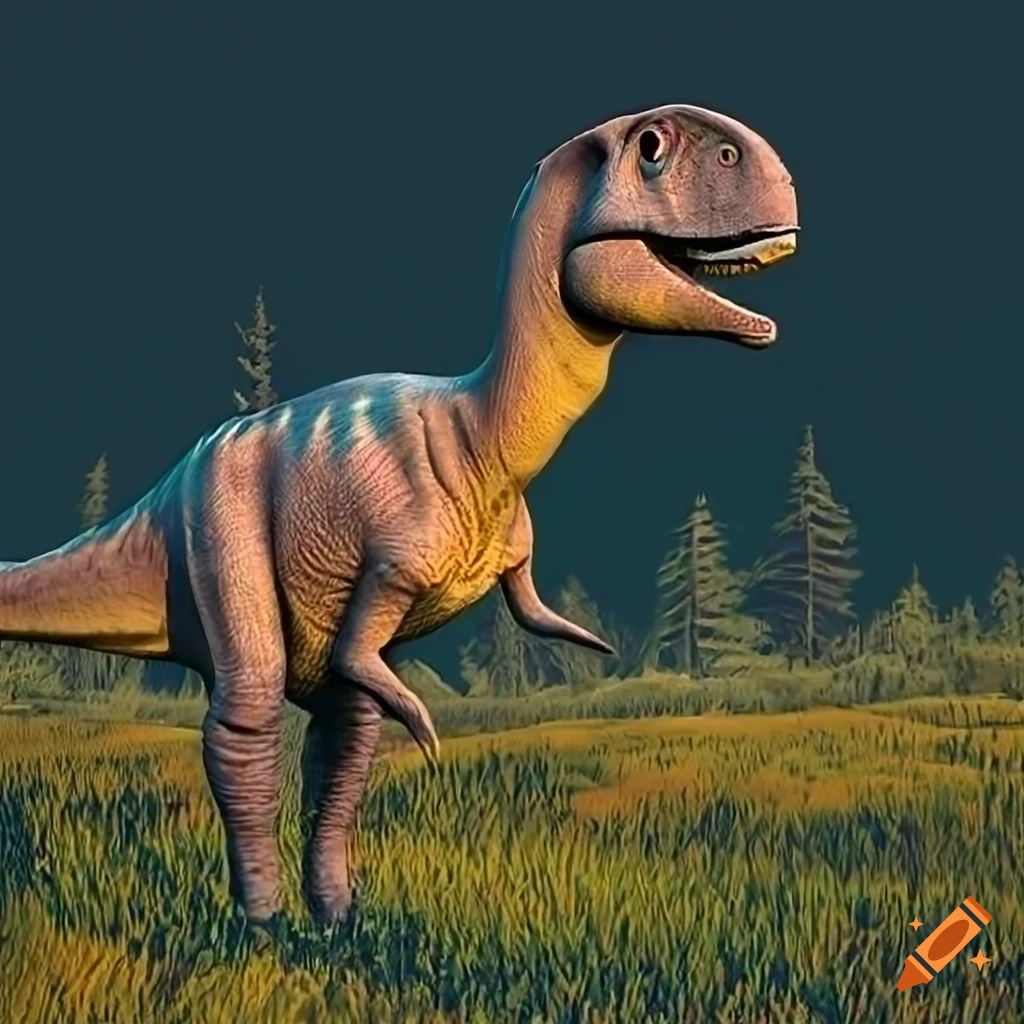 Scientifically accurate Hadrosaurus dinosaur with intricate skin texture and color pattern