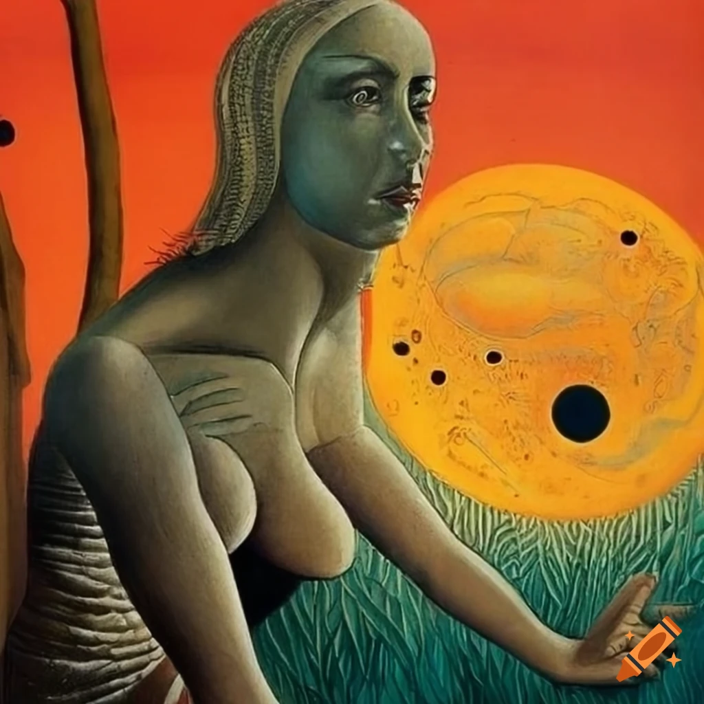 Nonbinary human gazing through the Celestial veil between Earth and the Universe on a Science Fiction pulp magazine cover