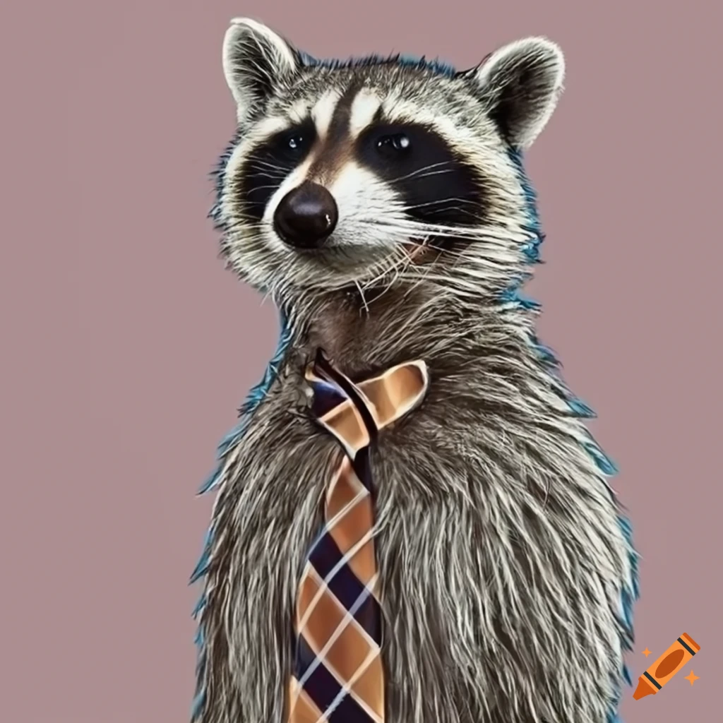 Raccoon wearing a necktie