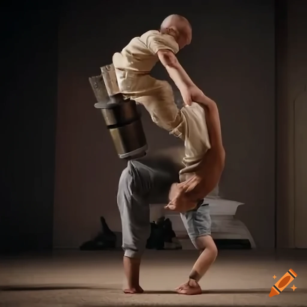 Old man doing the coffee grinder dance move with breakdancing bboy