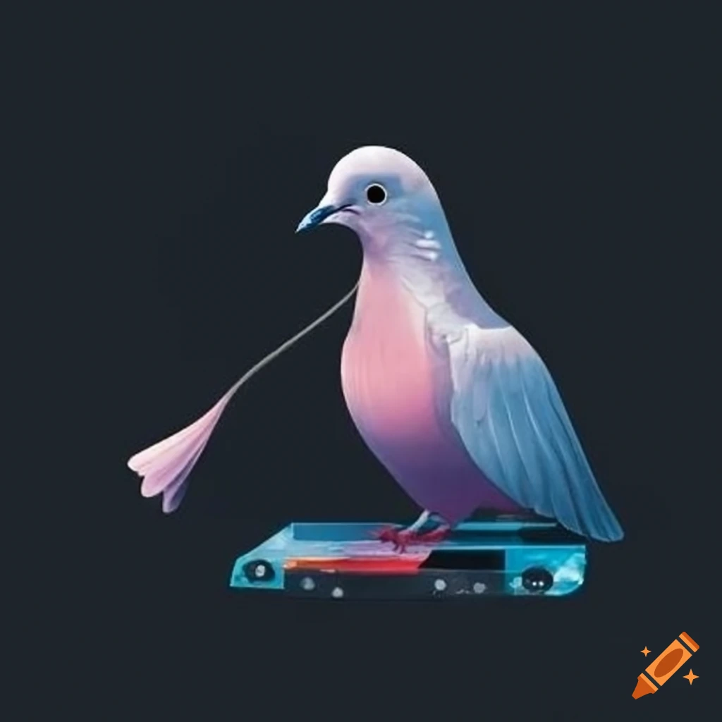 Dove with tear holding unraveling cassette tape on Craiyon
