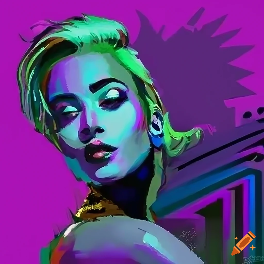Digital painting of confident streamer Narain with allure and vibrant attire